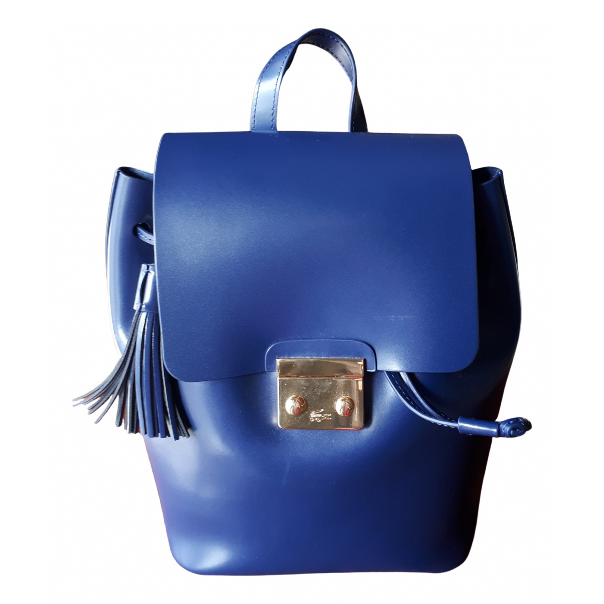 Leather backpack Lacoste Blue in 